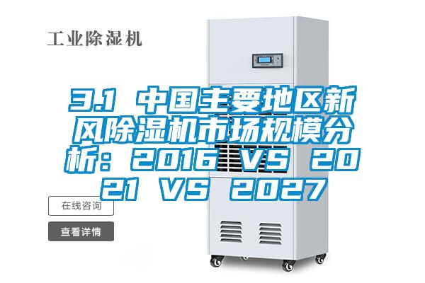 3.1 中国主要地区新风除湿机市场规模分析：2016 VS 2021 VS 2027